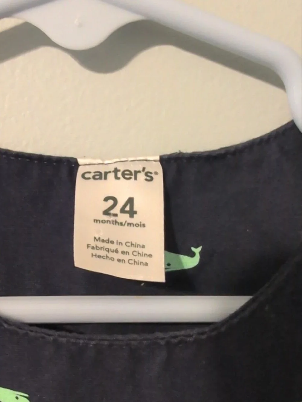 Carter's Navy Romper with Mint Whale Print